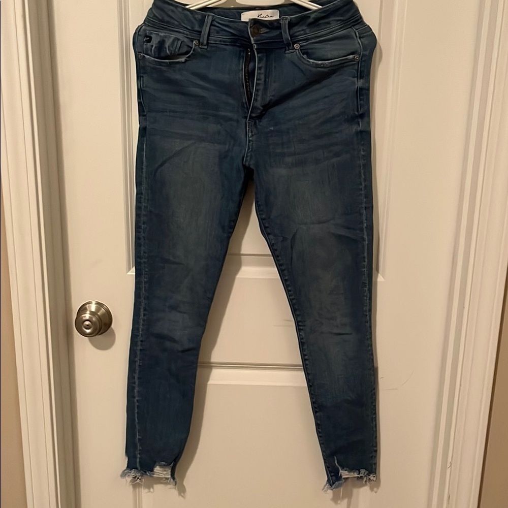 KanCan Blue Skinny Jeans with Frayed Hem